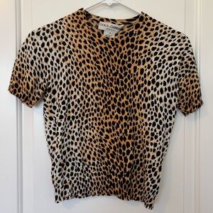 Dolce & Gabbana Cheetah Print Short Sleeve Top Size 38 IT / US 2 / Extra Small